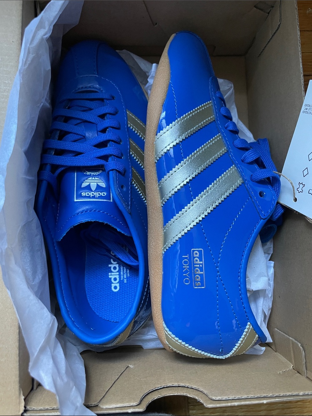 adidas Tokyo Women’s Sneakers in Bright Blue with Silver Stripes